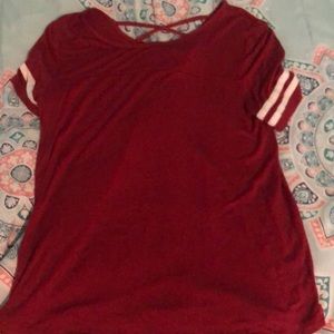Maroon and White Top